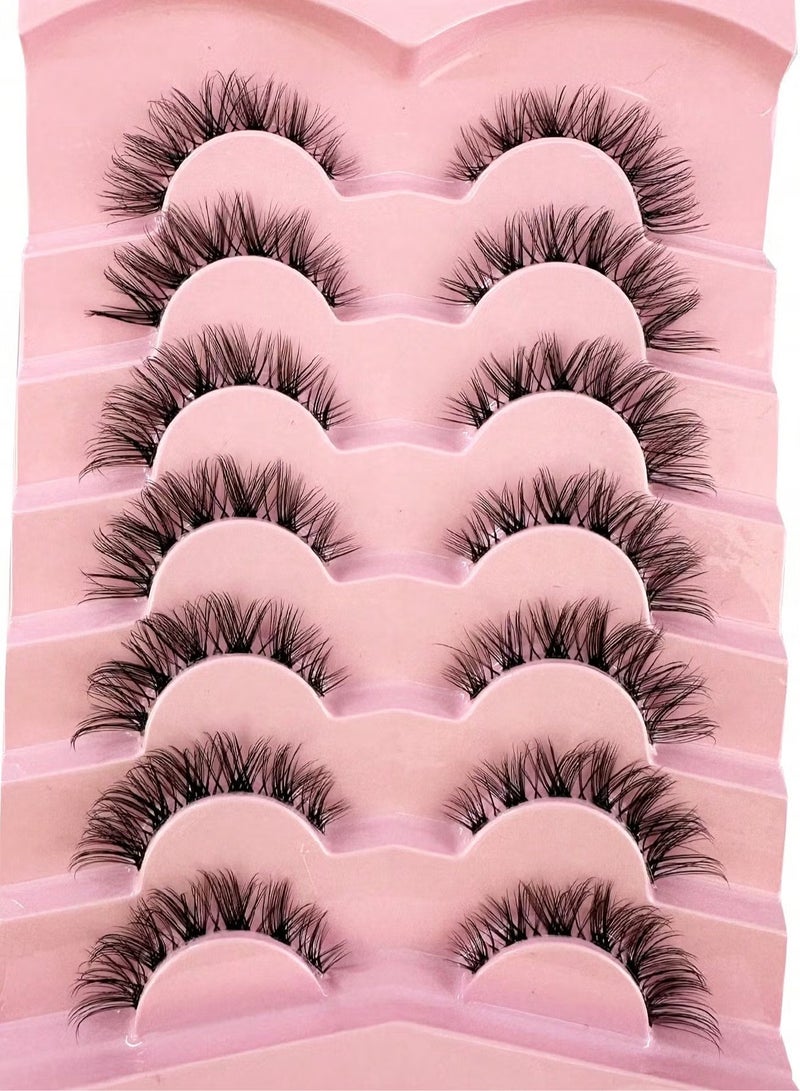 HTKCRX ( 7 Pairs)Fluffy Messy Faux False Eyelashes,Soft Curly False Lashes,Reusable False Eyelashes Volume & Thickness Eyelashes for Make up - Image 4